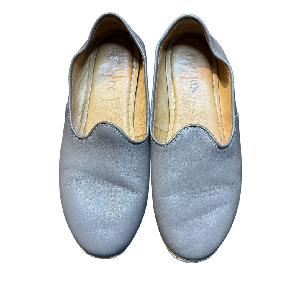 Charix Shoes Women Size 38.5 Gray Leather Moroccan Babouche Slipper Loafer Flats